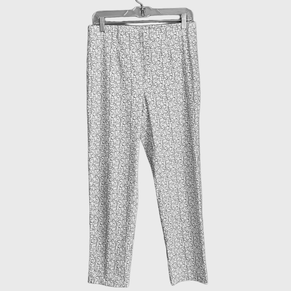 Holland Ave Sammy Denim Pant Pull On White w/ Black Design Woman’s Size 10